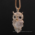 Vintage Alloy Owl Necklace Full Of Crystal Owl Pendant Necklace All-match Sweater Necklace Wholesale